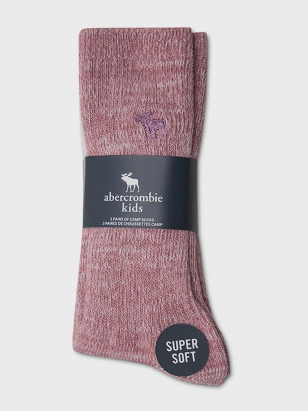 Abercrombie Kids 3-Pack Logo Embroidered Camp Crew Socks